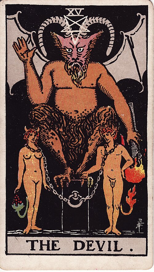 The Devil Tarot Card: Upright, Reversed & Spread Meanings — Rider-Waite-Smith tarot card