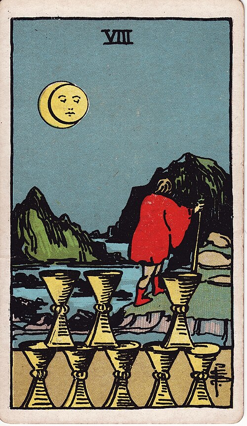 Eight Of Cups Tarot Card: Upright, Reversed & Spread Meanings — Rider-Waite-Smith tarot card