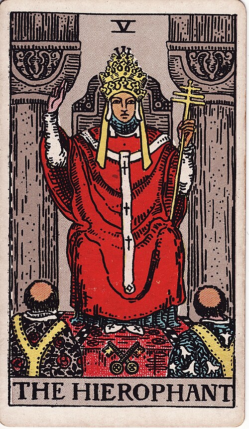 The Hierophant Tarot Card: Upright, Reversed & Spread Meanings — Rider-Waite-Smith tarot card