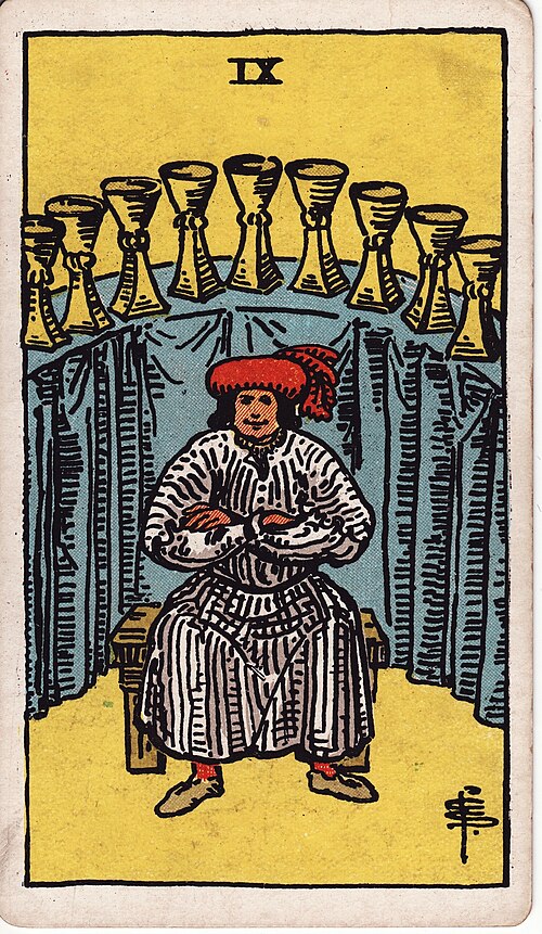 Nine Of Cups Tarot Card: Upright, Reversed & Spread Meanings — Rider-Waite-Smith tarot card